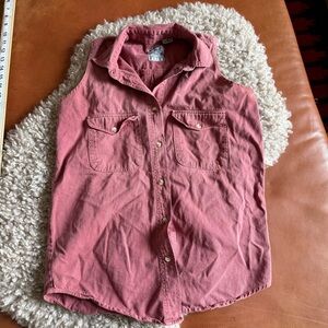 Pink Sleeveless Button-Up Shirt